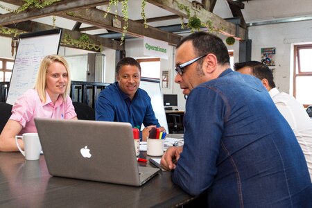 Team chatting office