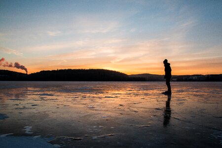 Lake sunset landscape