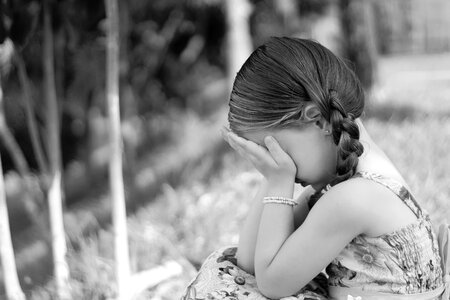 Cry expression little girl photo
