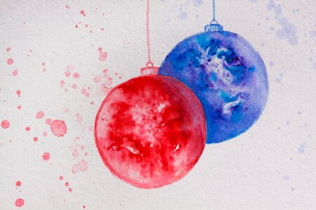 Christmas ornament red blue photo