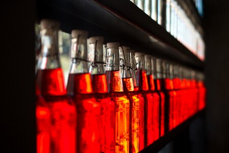 Wine bottles red