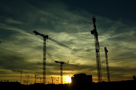 Cranes constructing construction site photo