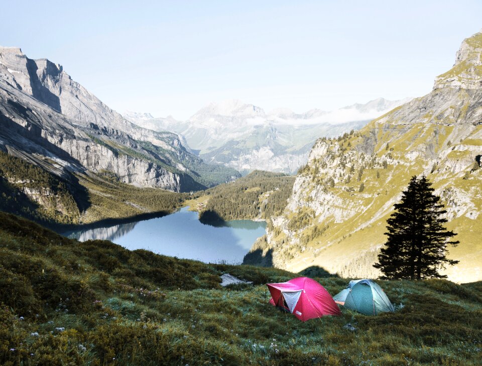 Hike lake landscape