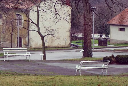 Beautiful bench bench house photo