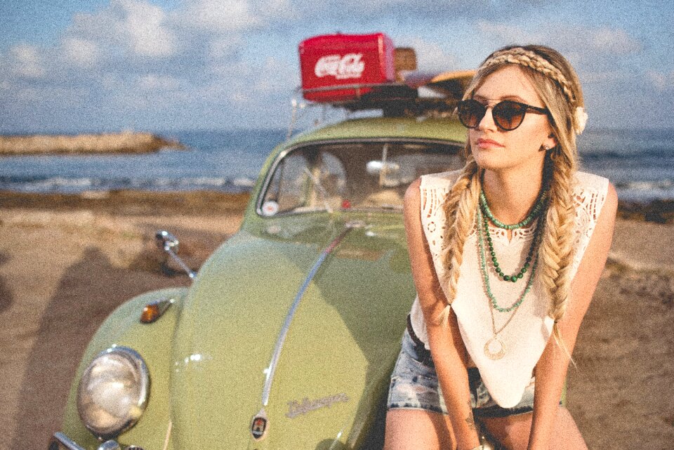Classic car girl leisure