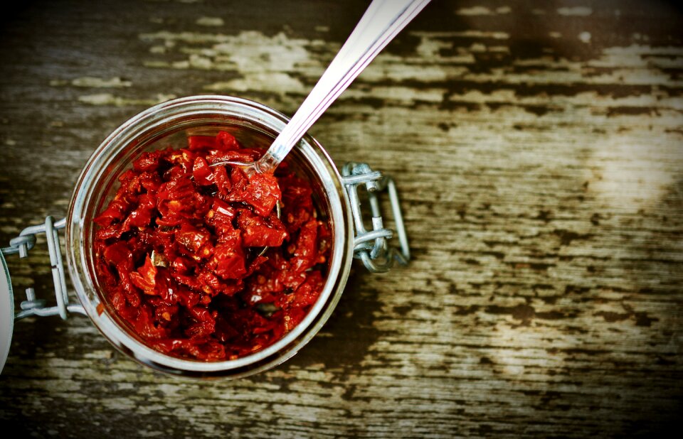 Dry tomatoes in oil mediterranean cuisine dried photo