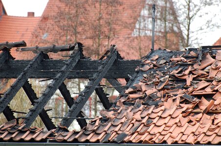 Roof destruction burned down