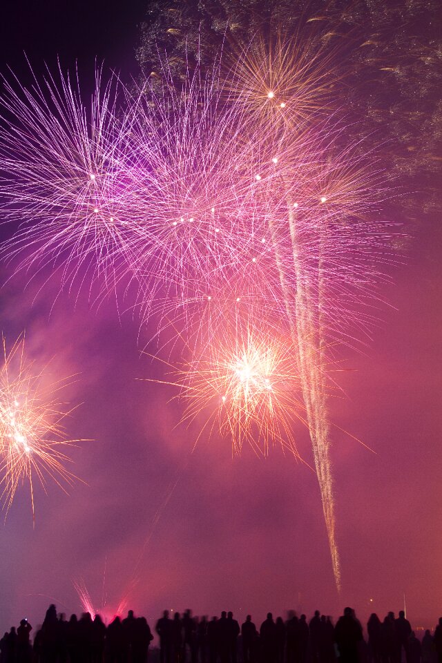 Night sky event people