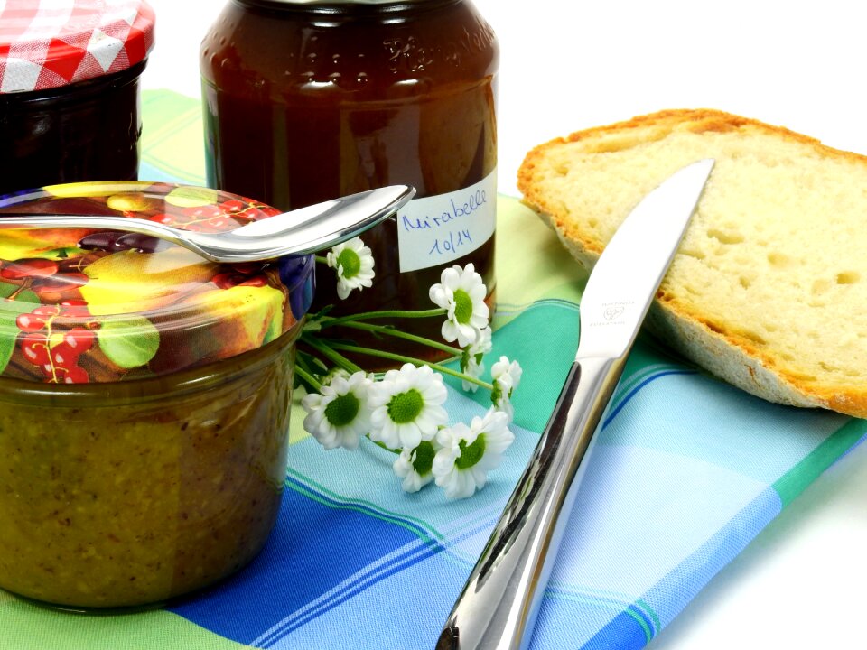 Bread slices food jam
