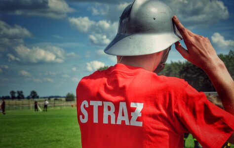 Fire department service helmet photo