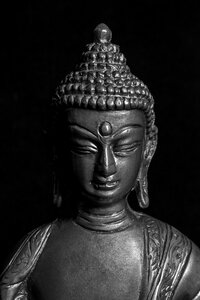 Statue face black and white