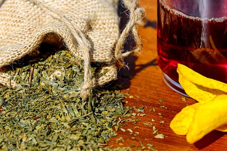 Medicinal herbs aroma tea glass