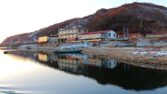 Yalu river north korea shadow