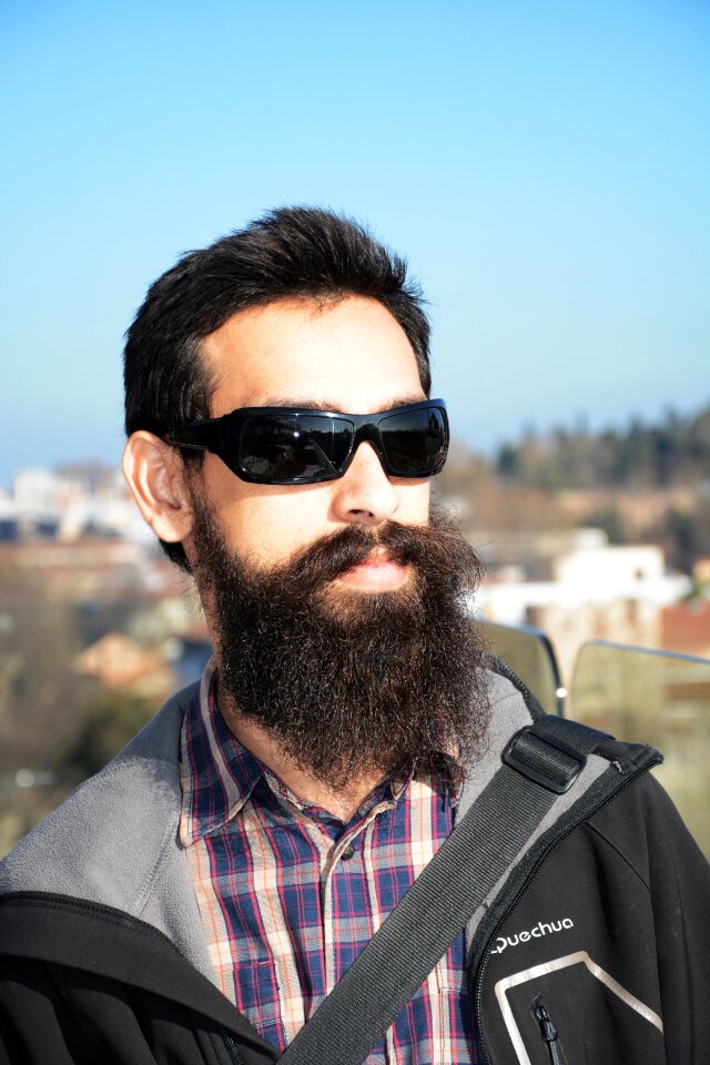 Portrait sunglasses long beard
