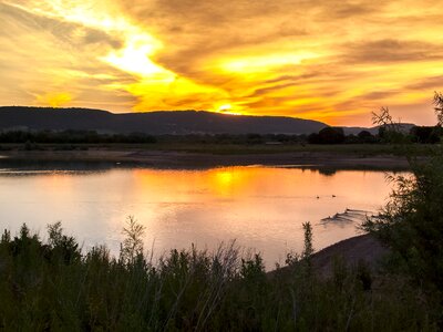 Pond twilight sun photo