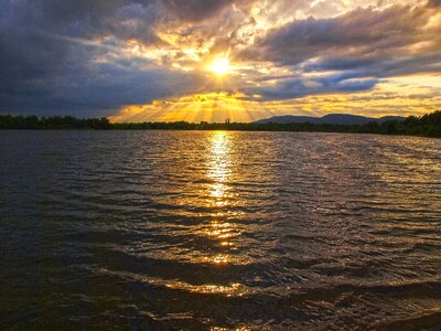 Pond twilight sun