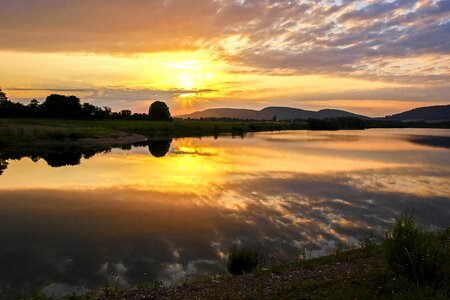 Pond twilight sun