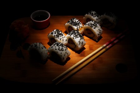 Chopsticks salmon japanese photo