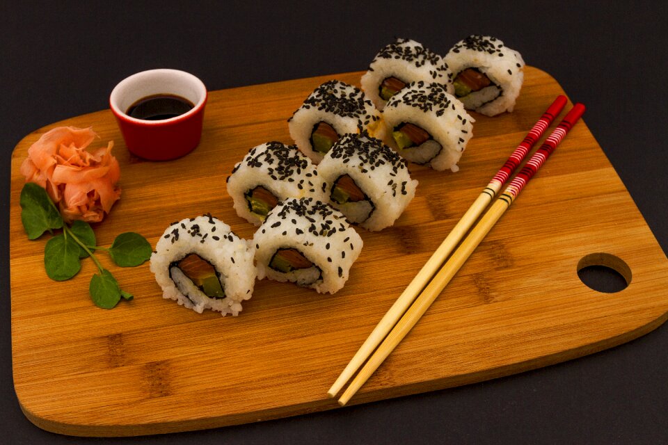 Chopsticks salmon japanese
