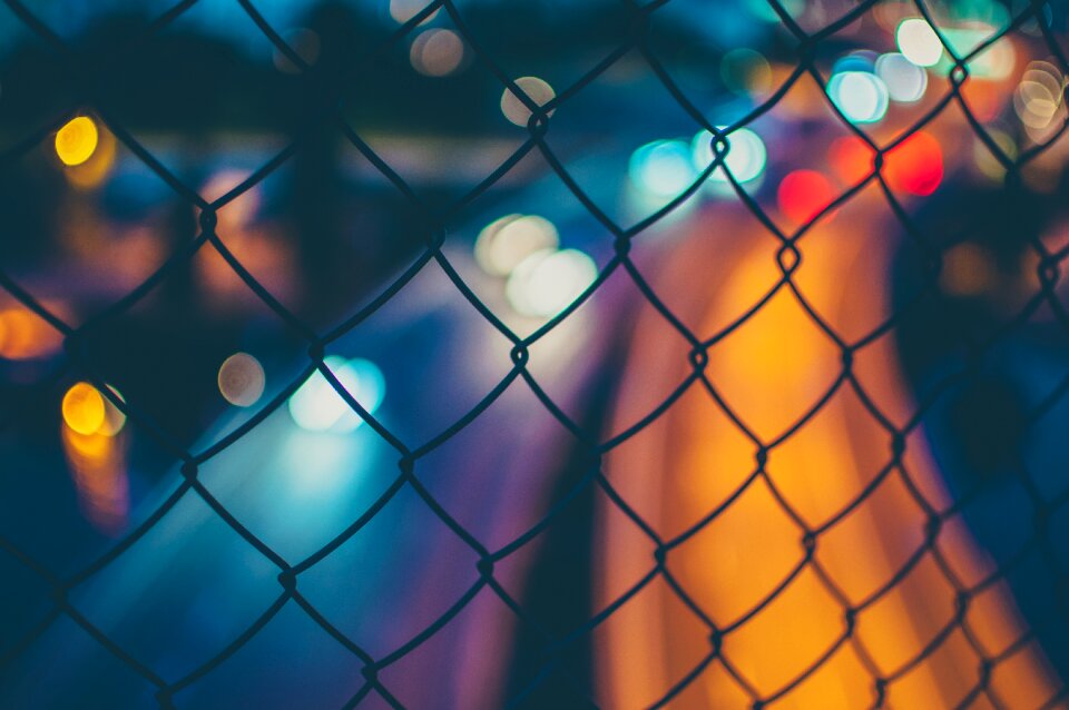 Lights wire mesh blue light