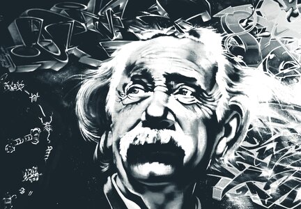 Mural black and white relativity photo