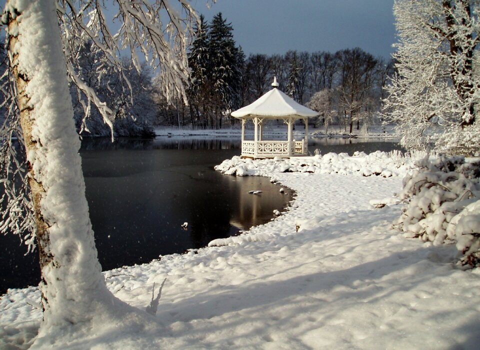 Lake landscape pavilion