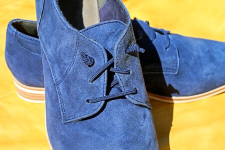 Suede shoe shoelace knot photo