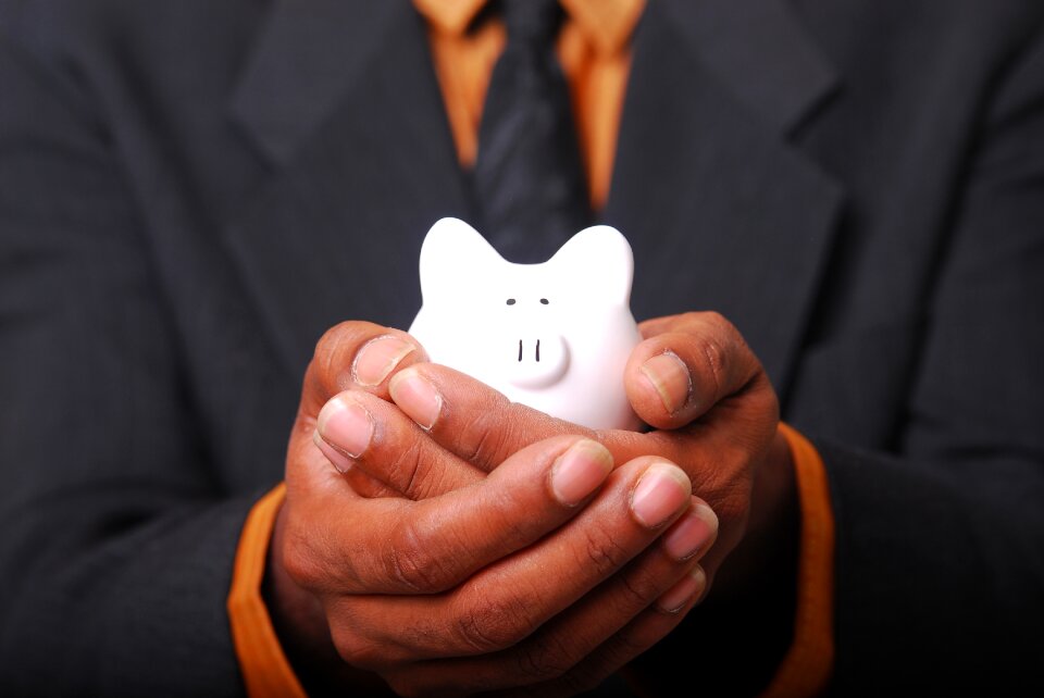 White saving money save money concept