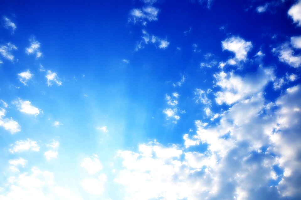 Blue sky clouds sunlight heaven