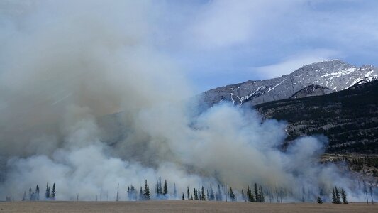 Burn mountain blue forest photo