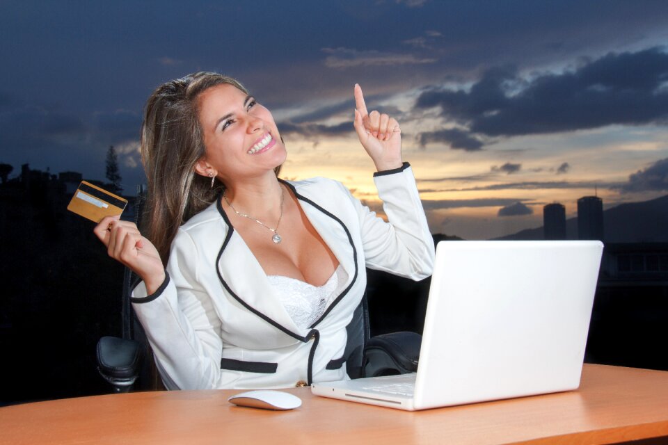 Corporate online business woman