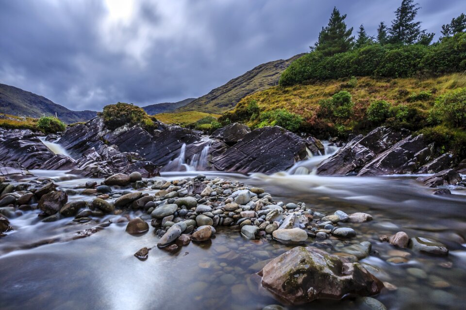 Water slow shutter blue river