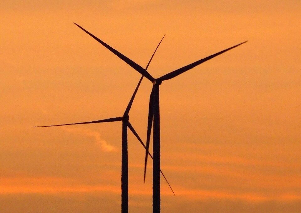 Wind power evening sky renewable energy