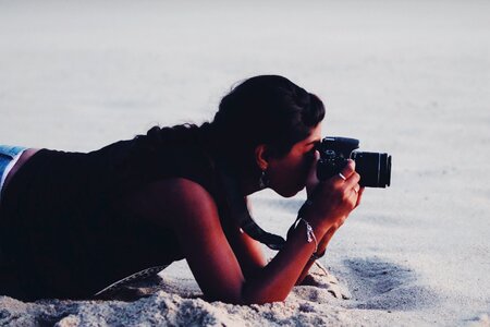 Person photographer sand photo