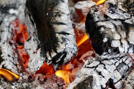 Fireplace hot wood fire photo
