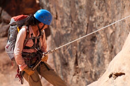 Rope woman abseiling photo