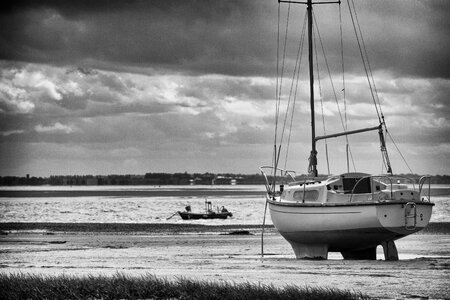 Boat b w gray boat