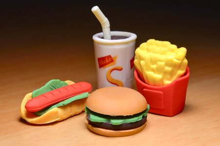Hamburger junk food plastic photo