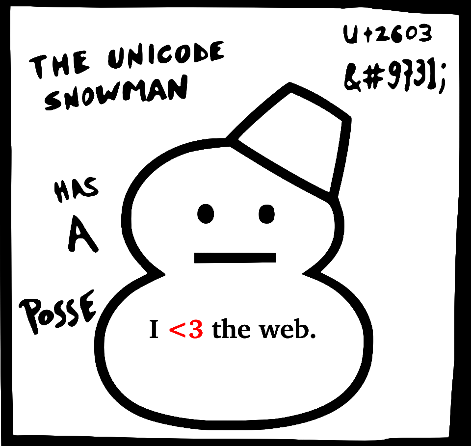 The Unicode Snowman loves the web. 