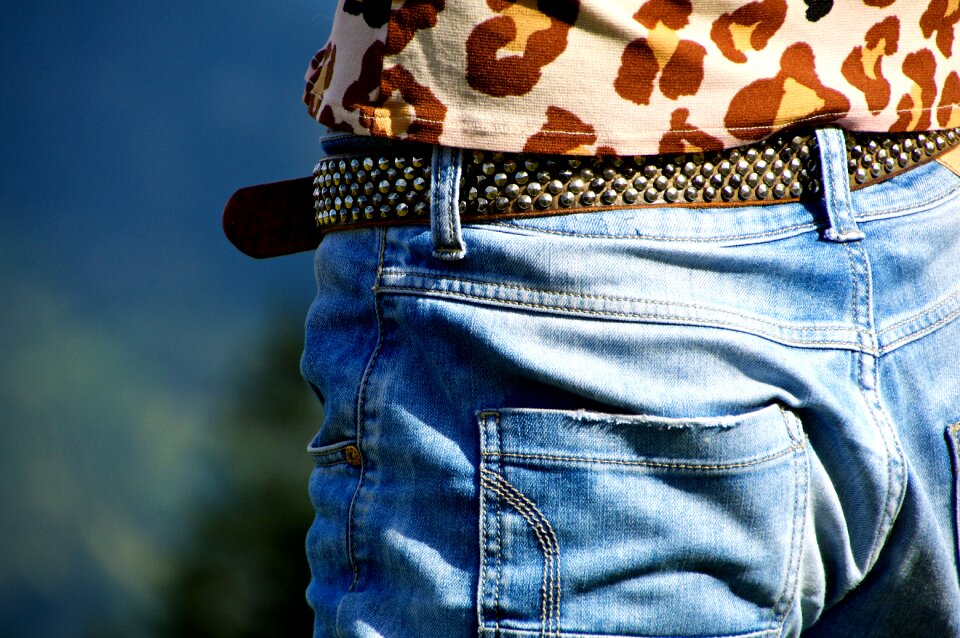 Jeans brass leather