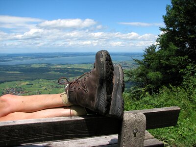 Bank landscape hiking boots photo