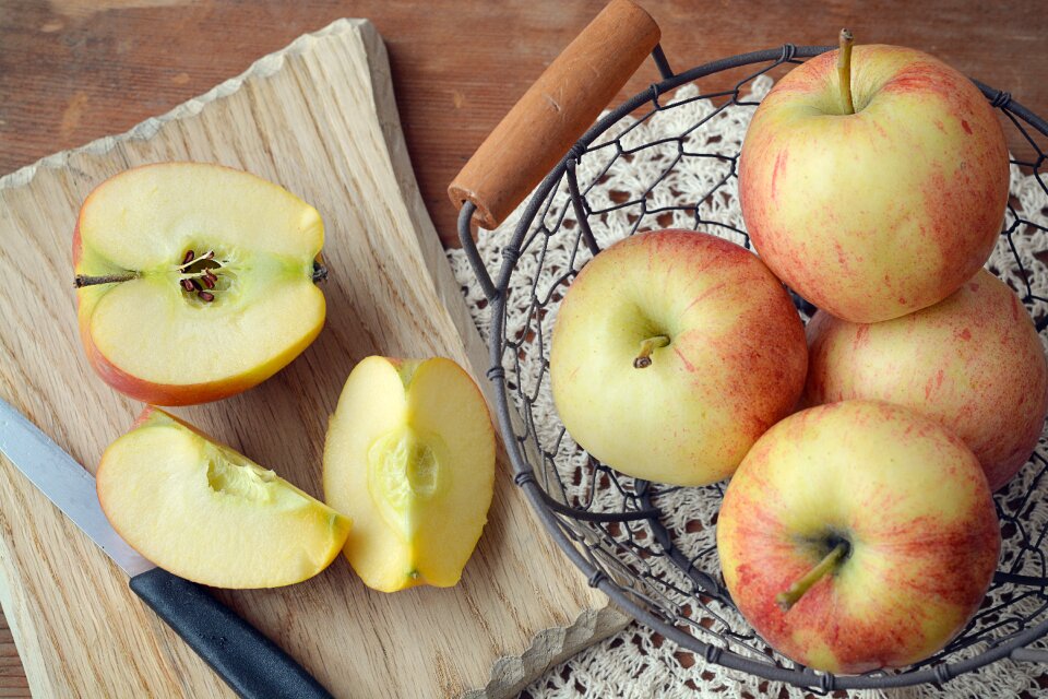 Basket wooden board cutting board photo