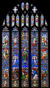 Stained glass church window photo