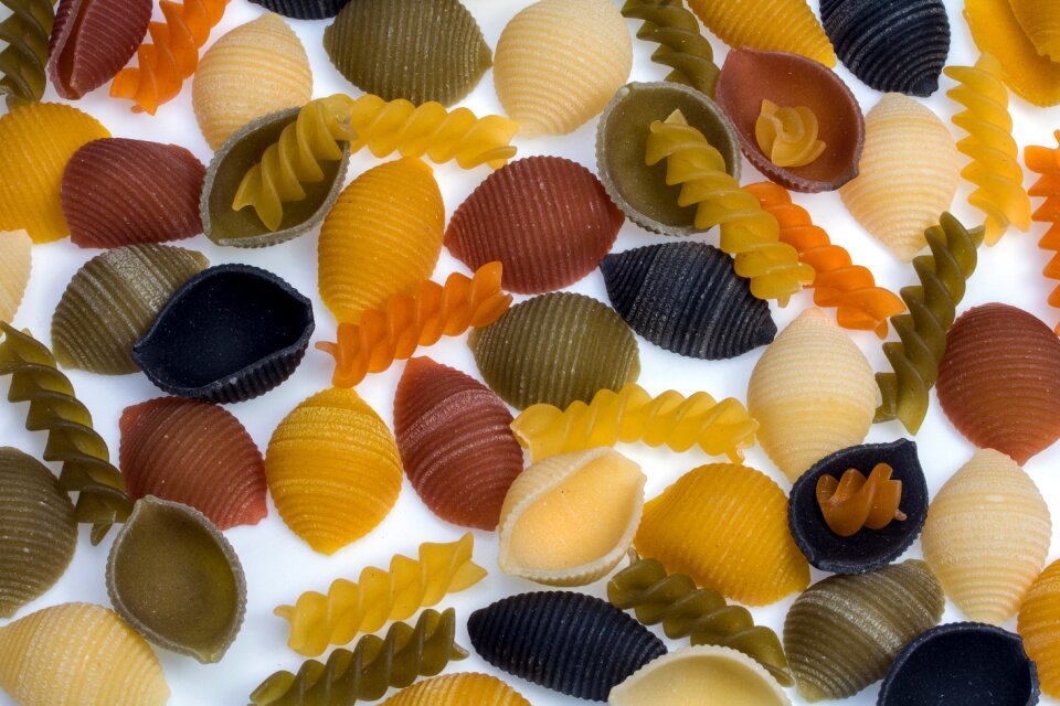 Colorful spiral pasta food