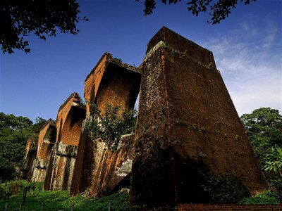 Blue sky brick decay photo