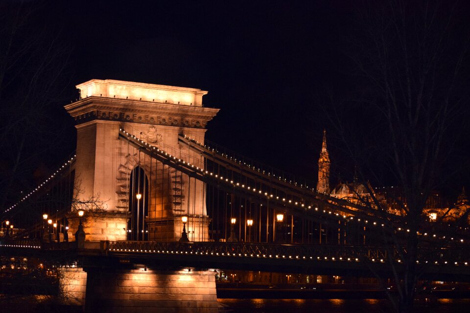 Bridge chain bridge at night