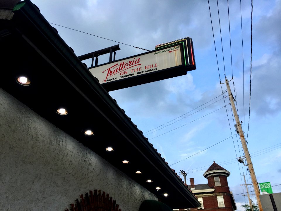 Trattoria on the Hill Sign, Mayfield Road, Little Italy, C… 