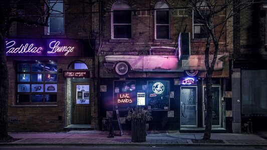 Neon sign cadillac lounge open photo