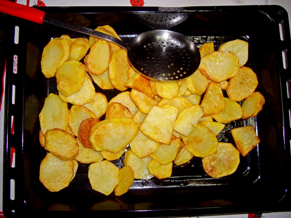 Baked fries potatoes food