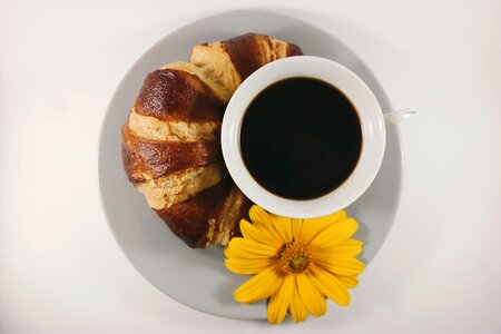 Cup of coffee drinks flower photo